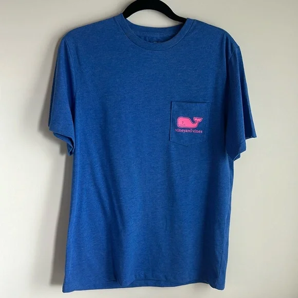 Vineyard Vines Whale TShirt - Blue with Neon Pink Whale - Picture 2 of 4